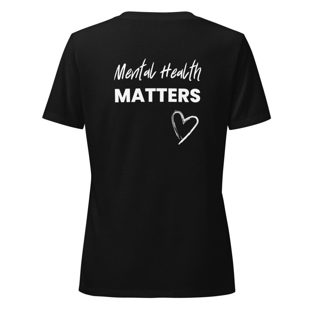 A black t-shirt for mental health advocacy, featuring the powerful message "Mental Health Matters" on the back.
